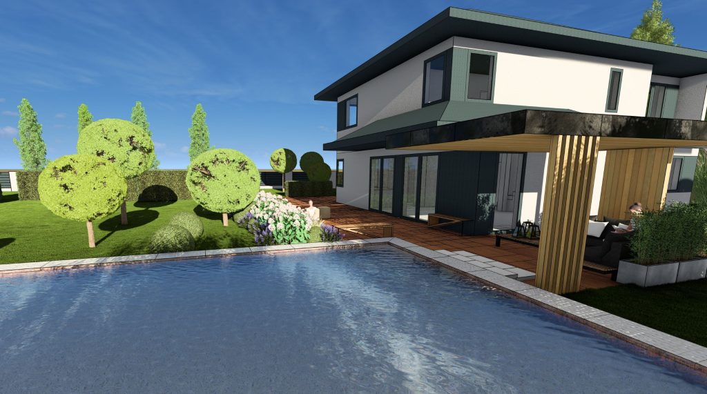 Nowoczesny Minimalistyczny Ogród z Basenem